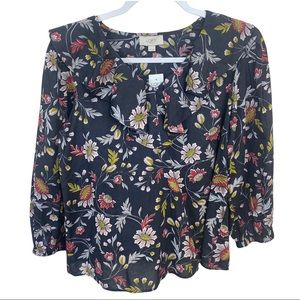 Loft Ann Taylor Floral 3/4 Sleeve Blouse